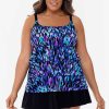 Swim Longitude | Plus Size Ruffle Faux Long Torso Skirtini Tulum Purple