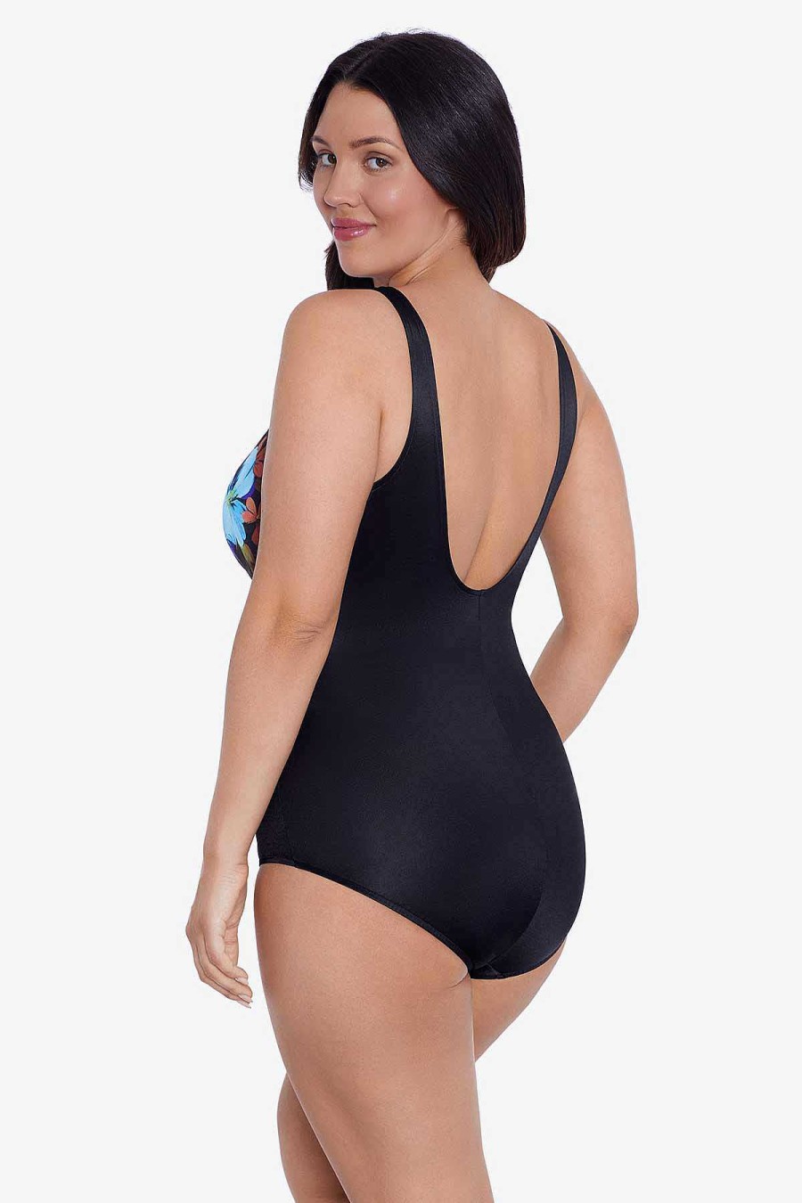 Swim Longitude | Addison One Piece Swimsuit Nocturnal Blooms Black/Multi