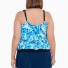 Swim Longitude | Plus Size V-Neck Blouson Ring Tankini Top Wishy Washy Black/Multi