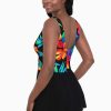 Swim Longitude | Plus Size Mock Surplice Swim Dress Cayenne Multi