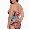 Swim Longitude | Side Shirred Bandeau Long Torso One Piece Swimsuit Jungle Boogie Multi