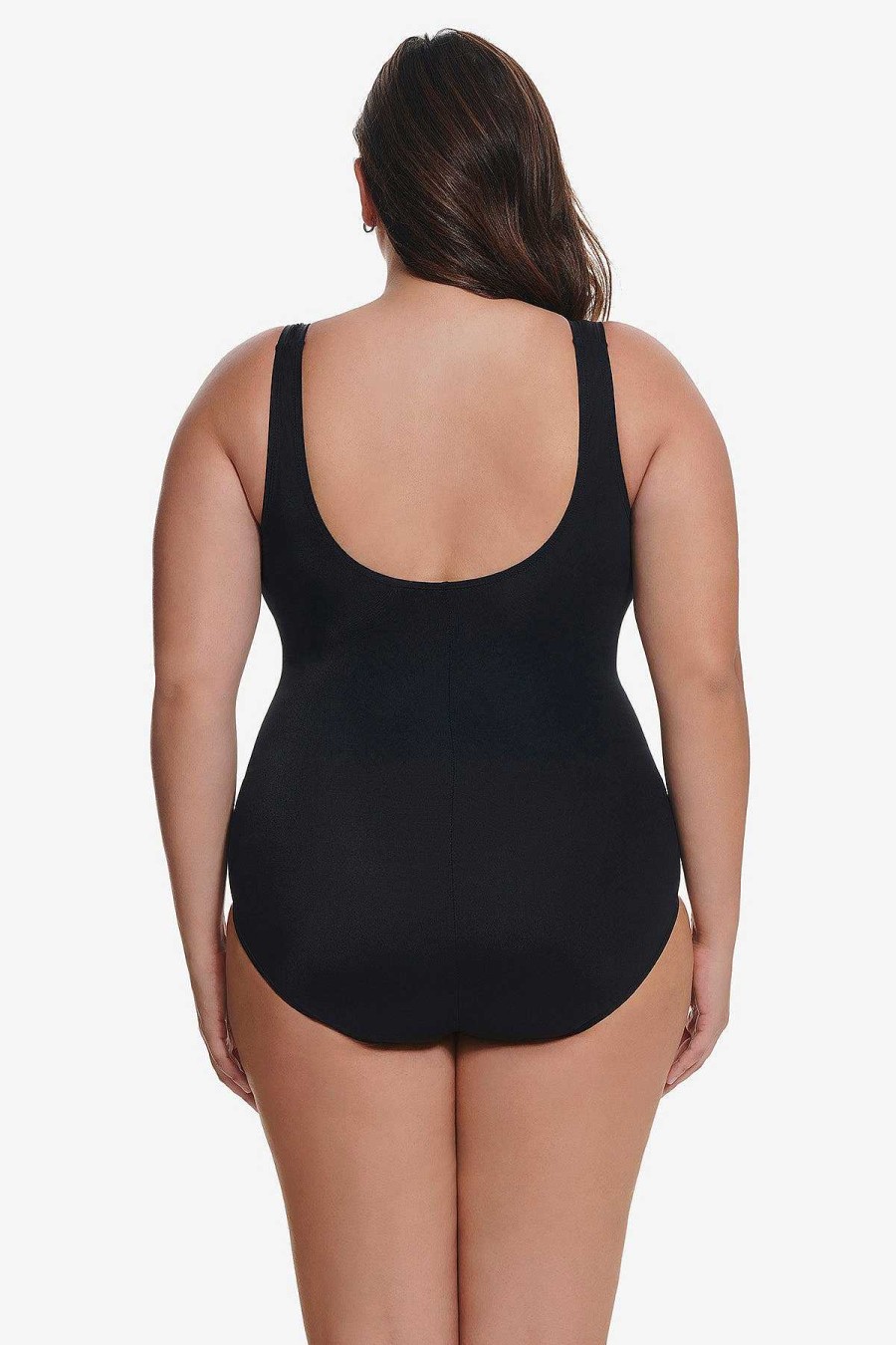 Swim Longitude | Plus Size Fan Tank Long Torso One Piece Swimsuit Shine Bright