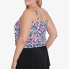 Swim Longitude | Plus Size Shirred Neck Blouson Underwire With Bra Back Florentine Multi