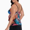 Swim Longitude | Faux Ruffle Skirtini W/Pockets Long Torso Swim Dress Jungle Boogie Multi