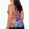 Swim Longitude | Plus Size Faux Ruffle Skirtini W/Pockets Long Torso Swim Dress Jungle Boogie Multi