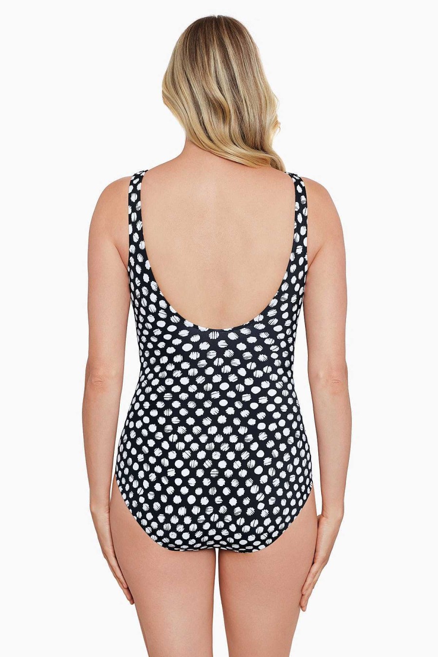 Swim Longitude | Mastectomy Empire Mio One Piece Swimsuit Spots Black/White