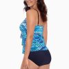 Swim Longitude | Triple Tier Tank Long Torso One Piece Swimsuit Playing Koi Blue