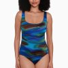 Swim Longitude | Double X-Back Long Torso Tank Swimsuit Bryant Park Brown/Multi