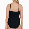 Swim Longitude | Criss Cross Mio One Piece Swimsuit Stripe A Pose Black/White