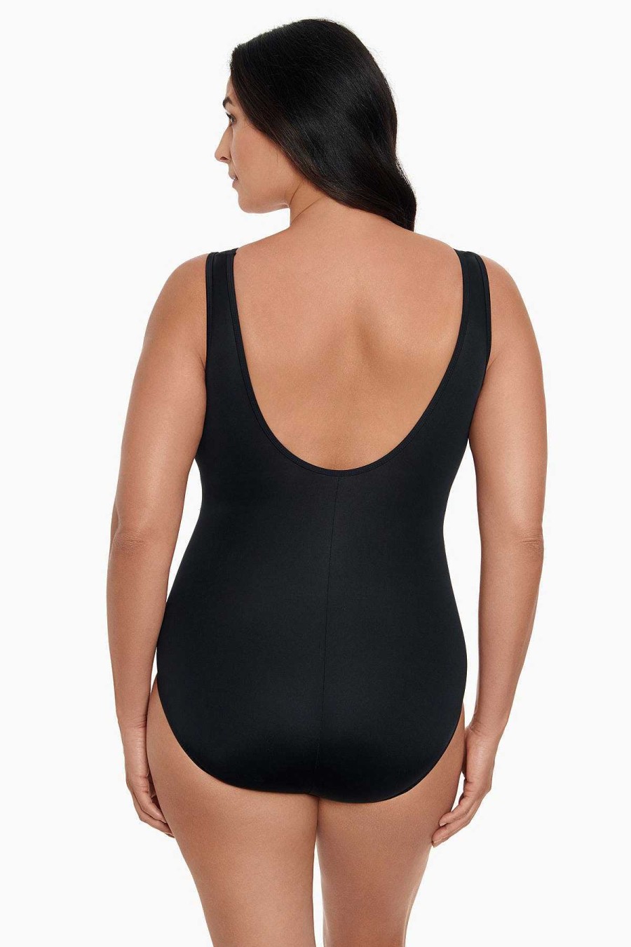 Swim Longitude | Mesh Highneck Long Torso One Piece Swimsuit Party Animal Black/Silver