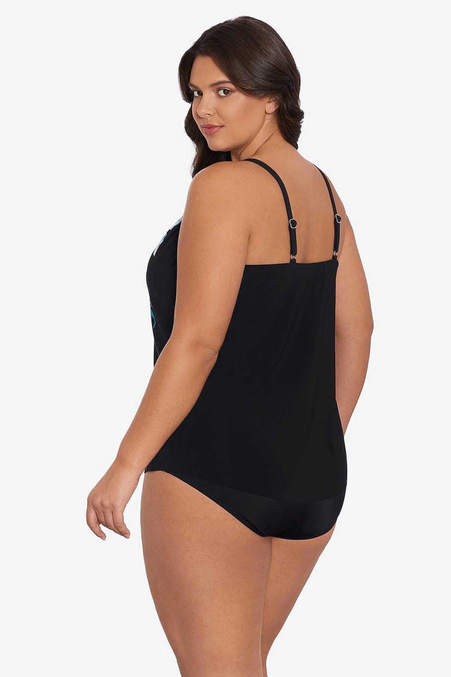 Swim Longitude | Plus Size Hank Tankini Top Fern Delight Black/Multi