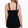 Swim Longitude | Crossover Draped Long Torso Swim Dress Night Gala Black