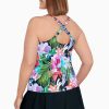 Swim Longitude | Plus Size High Neck Keyhole Tankini Top Lush Life Black/Multi