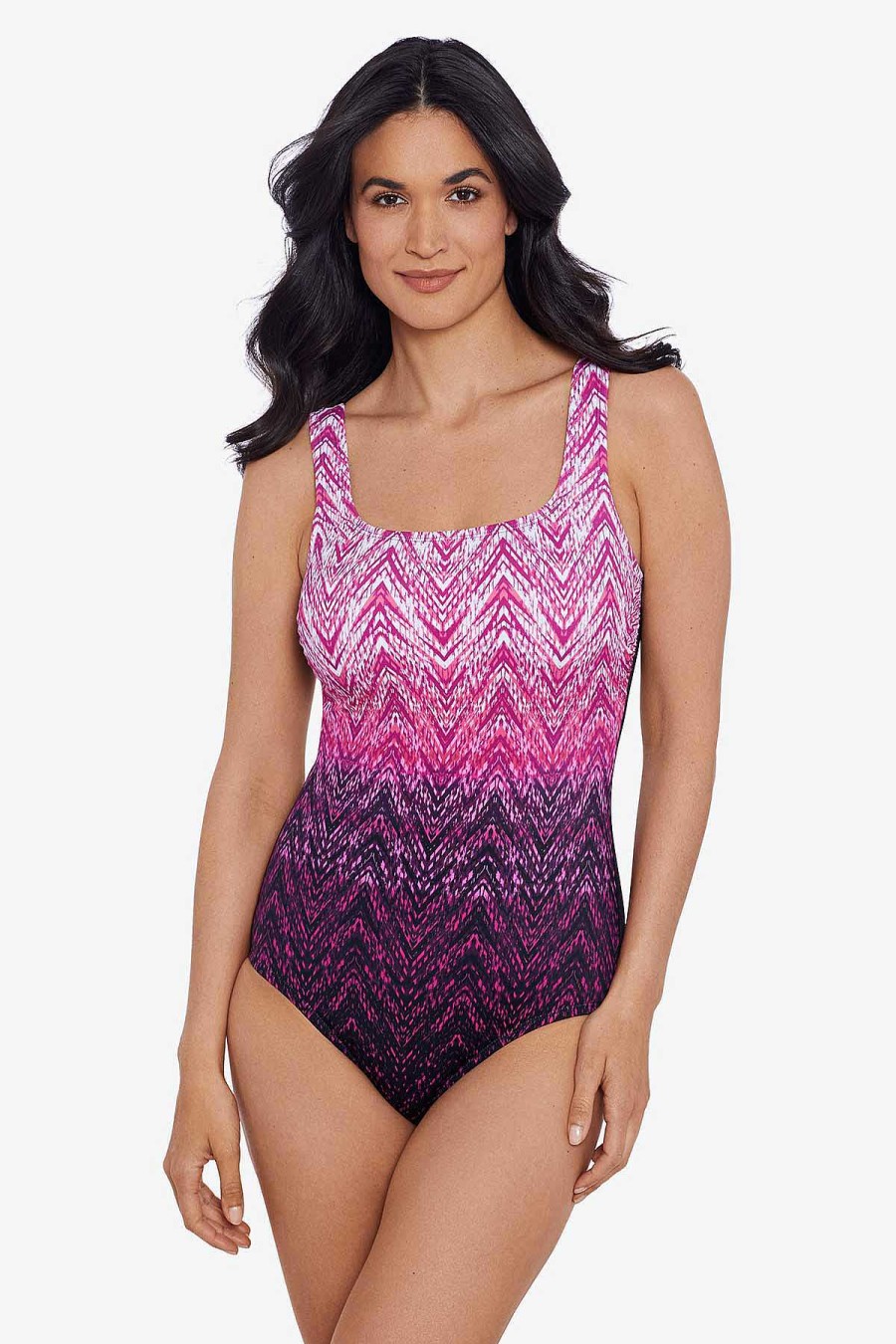 Swim Longitude | Scoop Tank One Piece Swimsuit Sonic Waves Coral