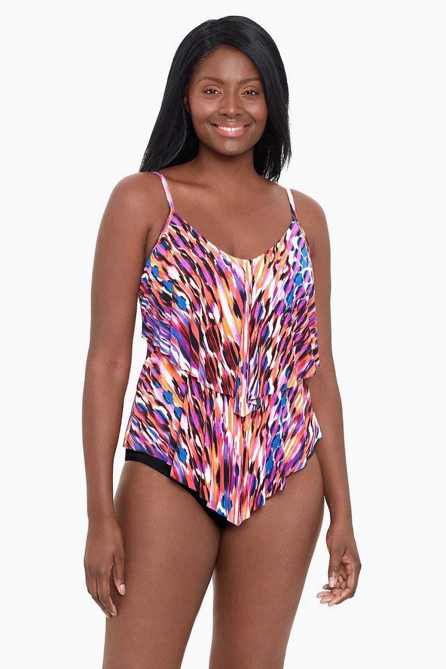 Swim Longitude | Ikat Ronnie Tankini Top Rainy Day Multi