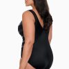 Swim Longitude | Plus Size Mesh Highneck Long Torso One Piece Swimsuit Party Animal Black/Silver