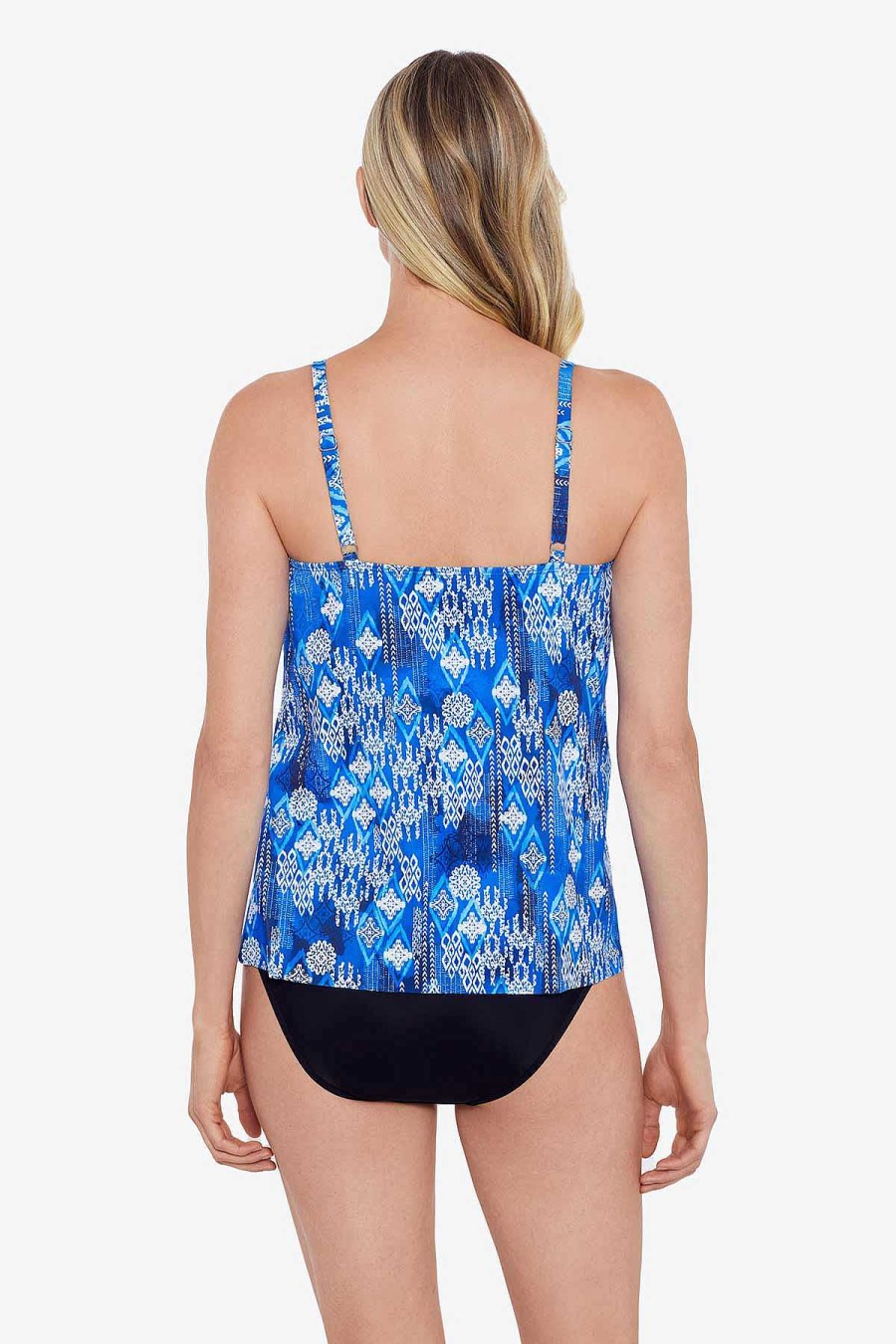 Swim Longitude | Asymmetrical Flounce Tankini Magic Carpet Blue