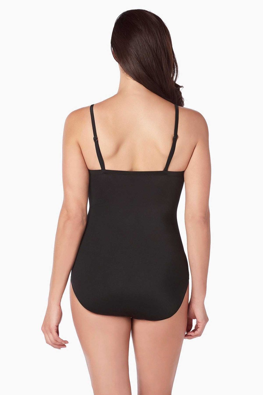 Swim Longitude | Double Drape Bandeau Long Torso One Piece Swimsuit Bombay