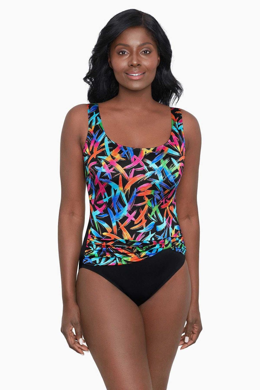 Swim Longitude | Sash Tank Long Torso One Piece Swimsuit Sparkler Multi