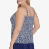 Swim Longitude | Plus Size Handkerchief Hem Tankini Shifting Shapes Navy/White