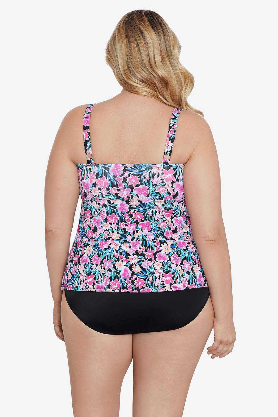 Swim Longitude | Plus Size Triple Tier Fauxkini Florentine Multi