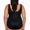 Swim Longitude | Plus Size Side Tie Draped Surplice Long Torso One Piece Swimsuit Jungle Boogie Multi