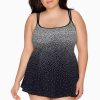 Swim Longitude | Plus Size Empire Swim Dress Summer Storm Black/White