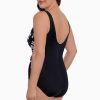 Swim Longitude | Side Tie Draped Surplice Long Torso One Piece Swimsuit Whoopsie Daisy Black/Gold