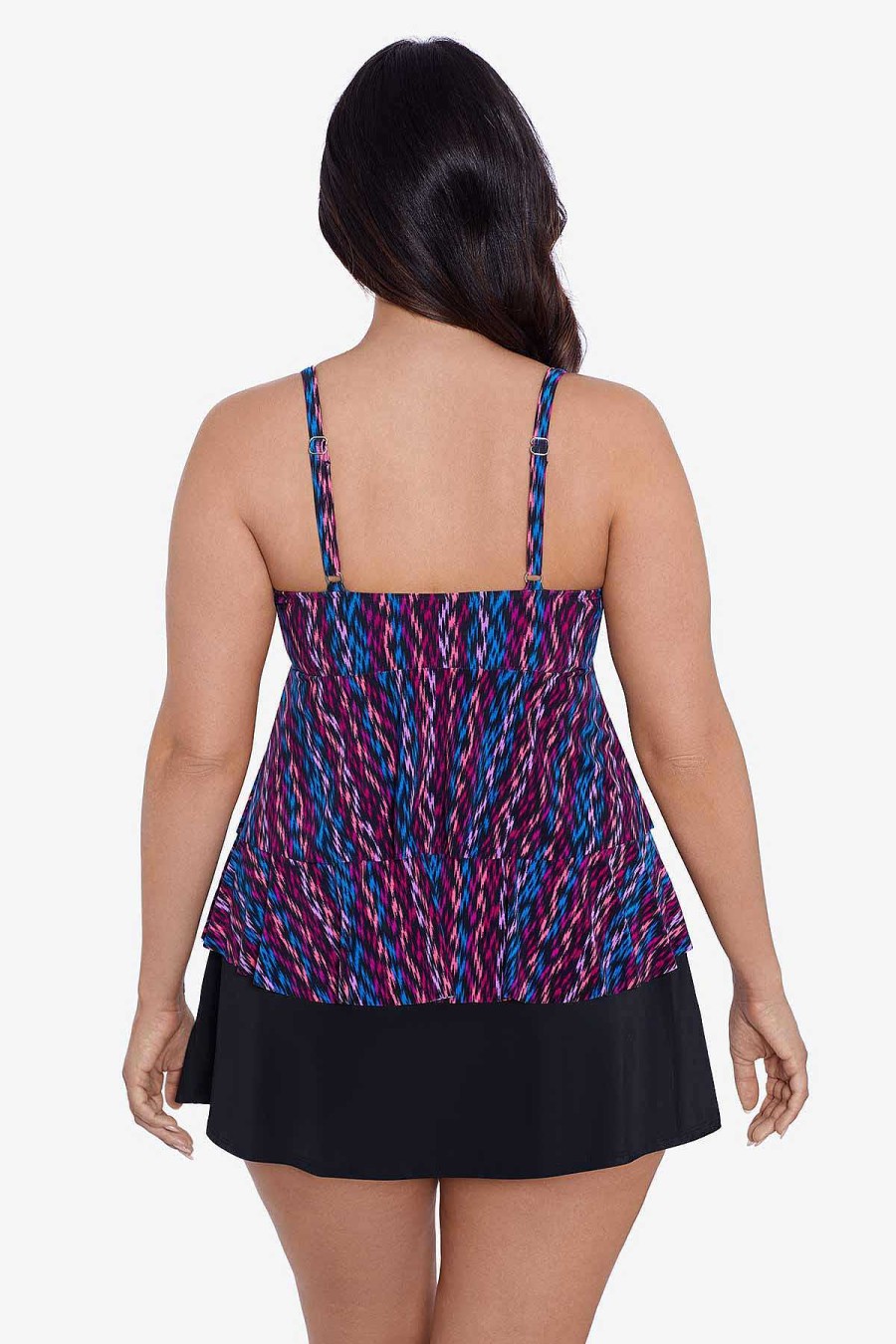 Swim Longitude | Leona Tankini Top Serape Stripe Black/Multi