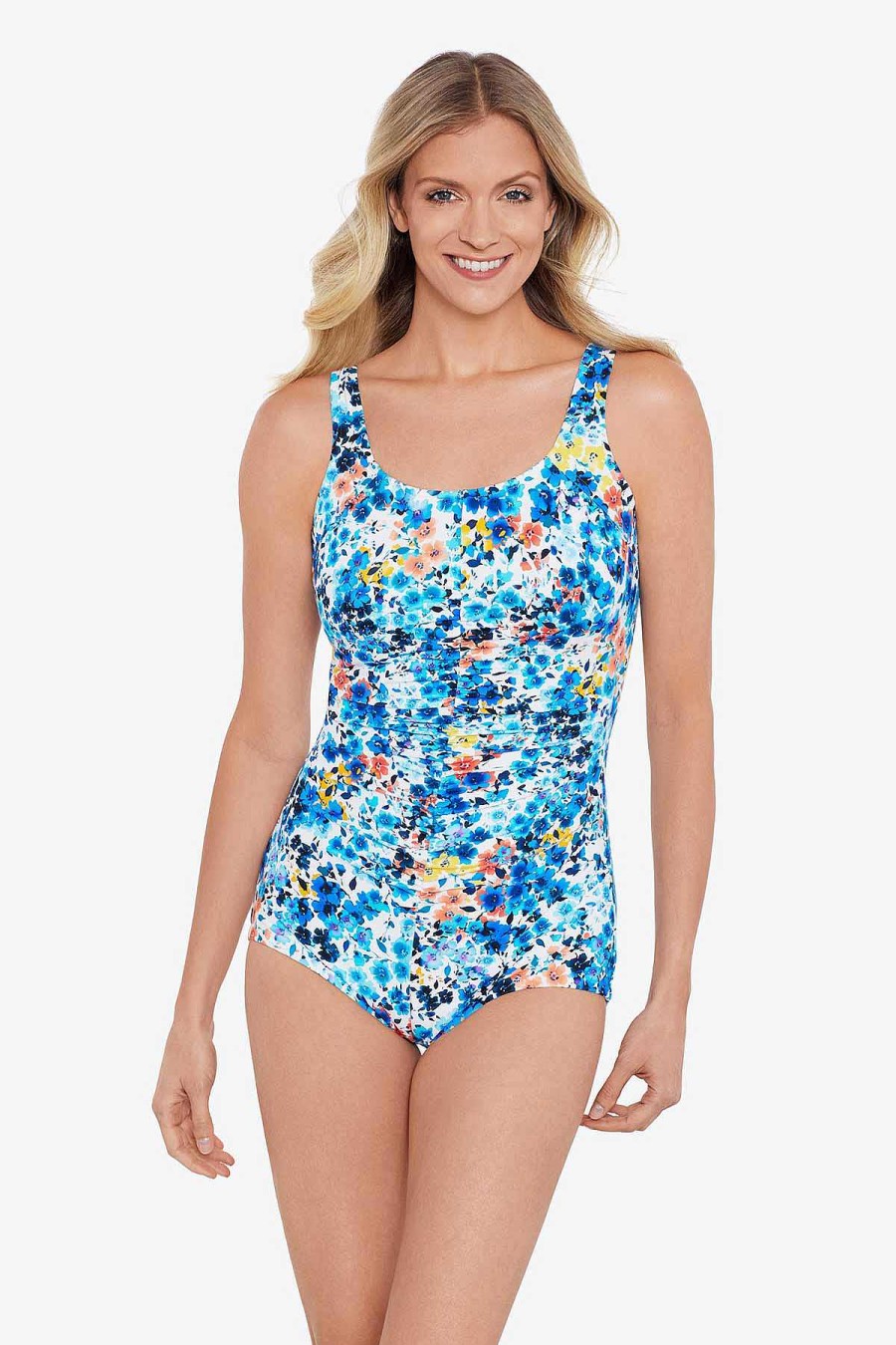 Swim Longitude | Mastectomy Shirred Front Girl Leg Skip To My S Blue