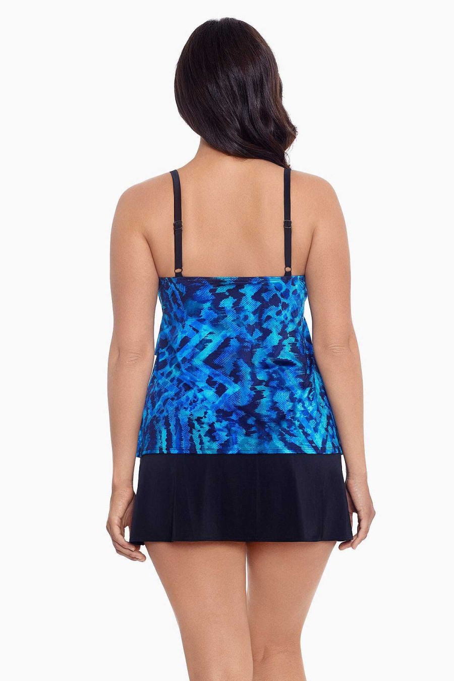 Swim Longitude | Long Torso Skirtini W/ Pockets Purrfect Skin Blue