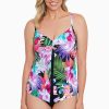 Swim Longitude | Knotted Flyaway Fauxkini One Piece Swimsuit Lush Life Black/Multi