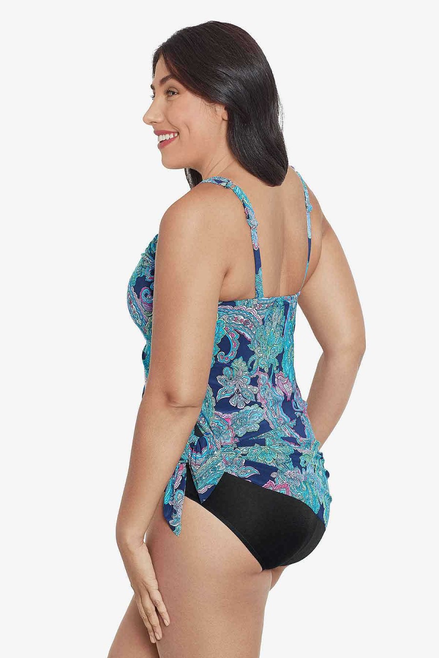 Swim Longitude | Brianna One Piece Swimdress Peaceful Paisley Blue/Multi