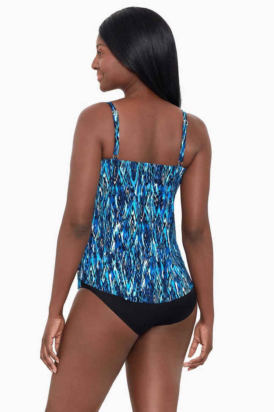 Swim Longitude | Hank Tankini Top Upbeat Argyle Blue