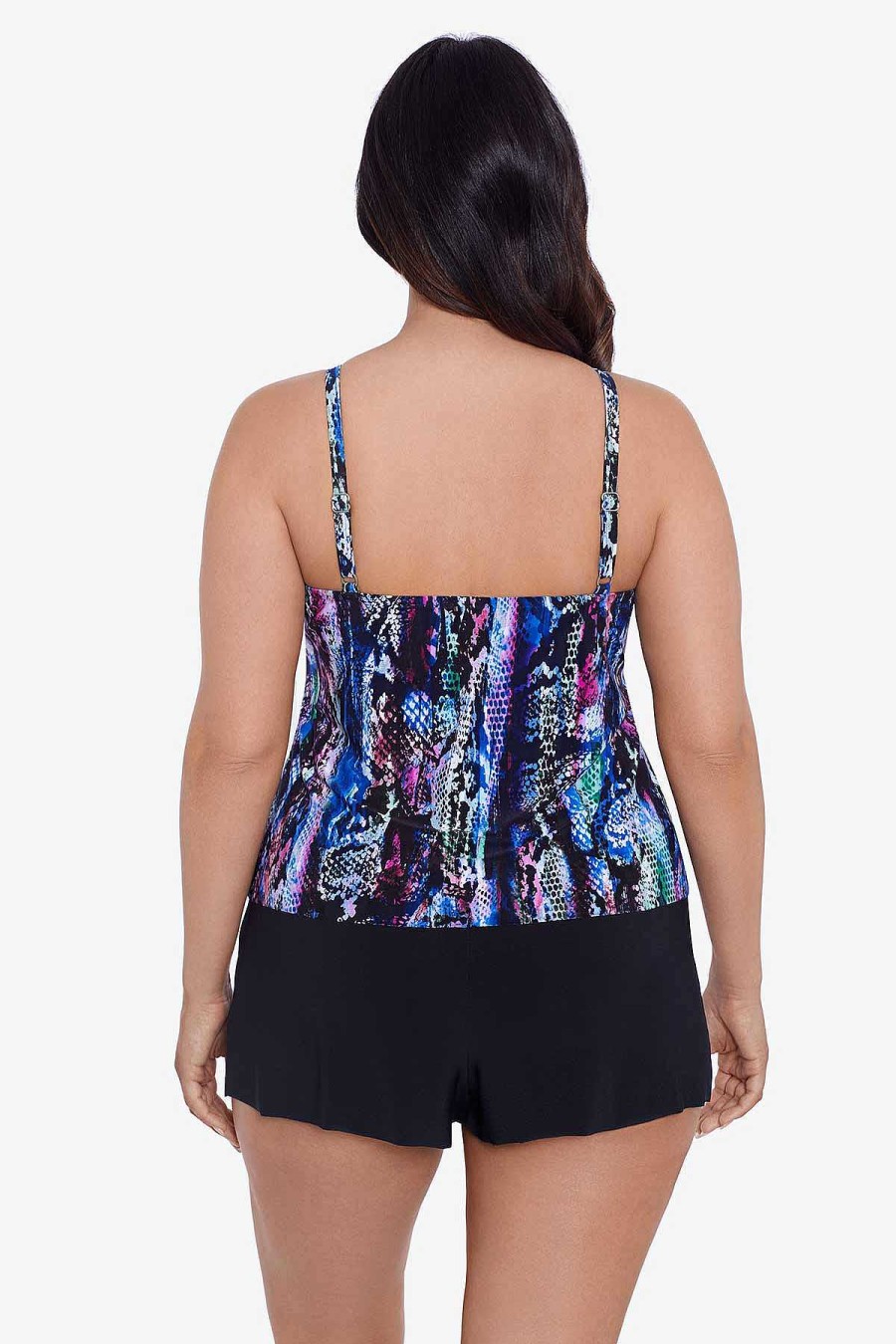 Trimshaper Longitude | Plus Size Farrah Romper Swimsuit Black/Multi