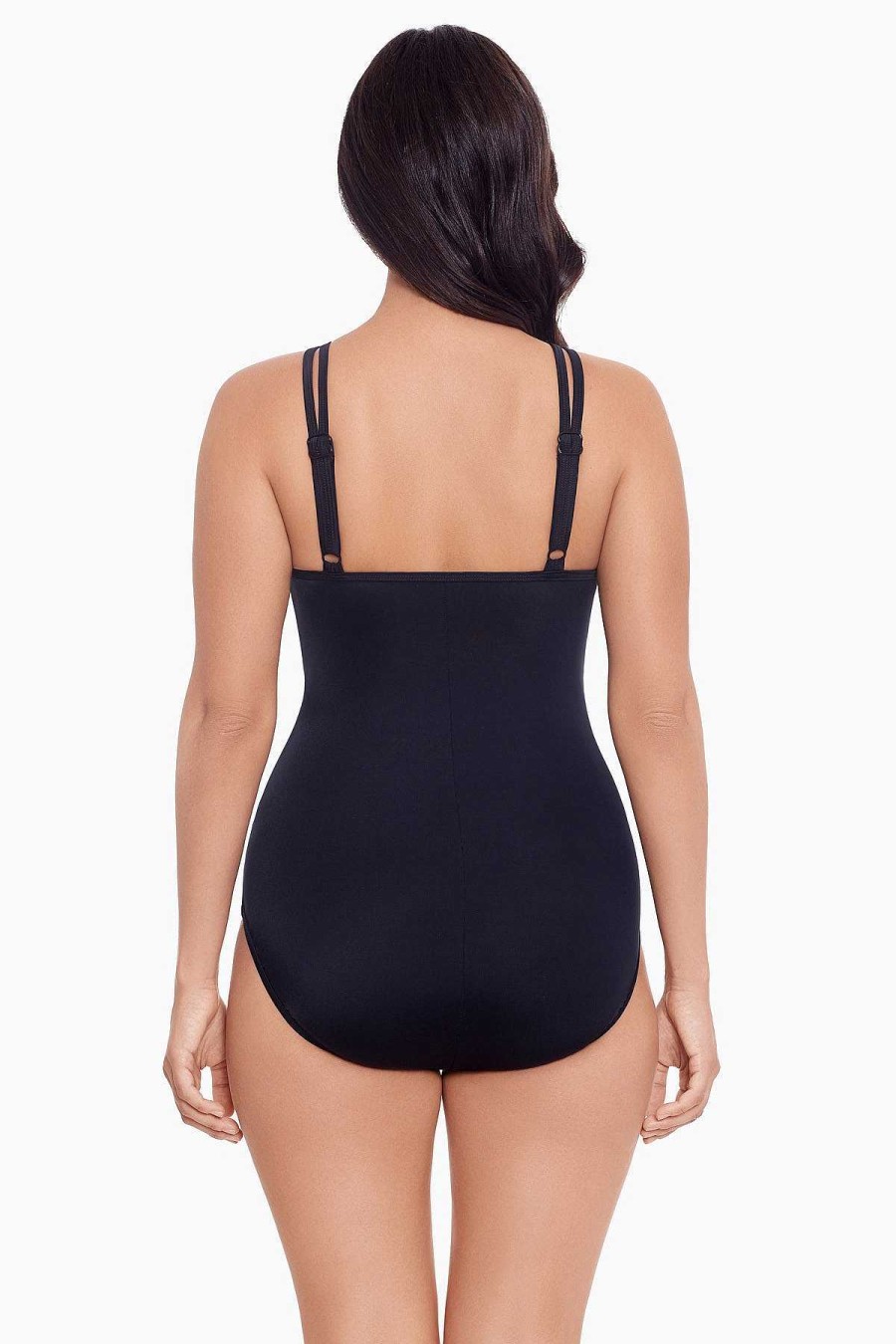 Swim Longitude | Lingerie Surplice Long Torso One Piece Swimsuit Basic Instinct Blue