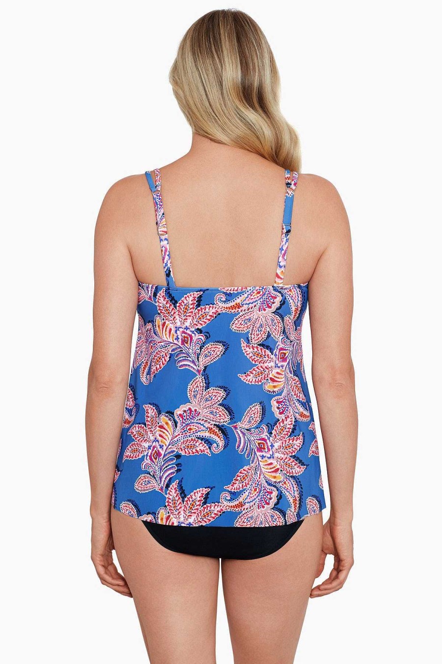 Swim Longitude | Pleated Front Tankini Top Balinese Summer Multi