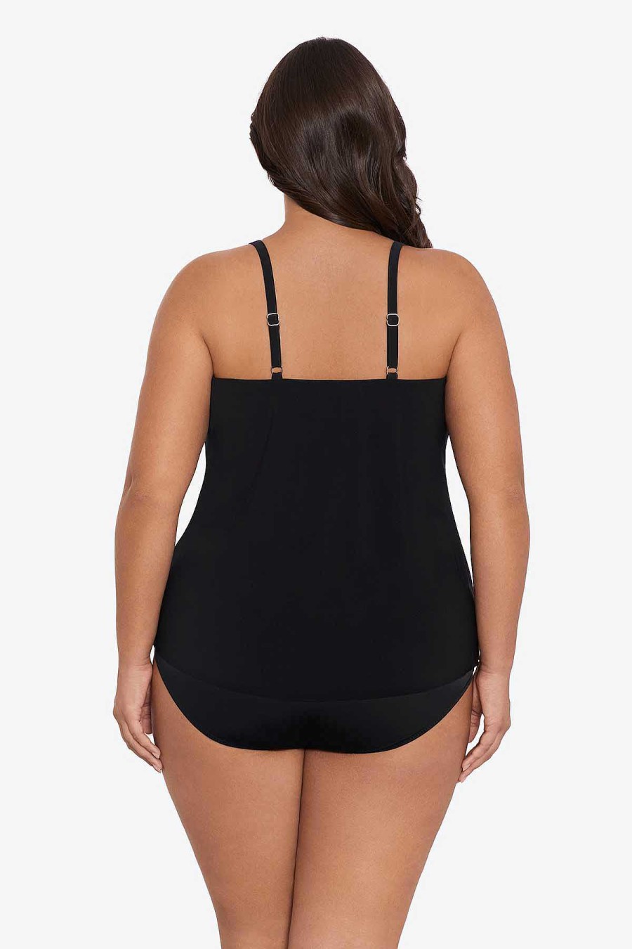 Swim Longitude | Plus Size Hank Tankini Top Fern Delight Black/Multi