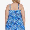 Swim Longitude | Plus Size Triple Tier Swimdress Magic Carpet Blue