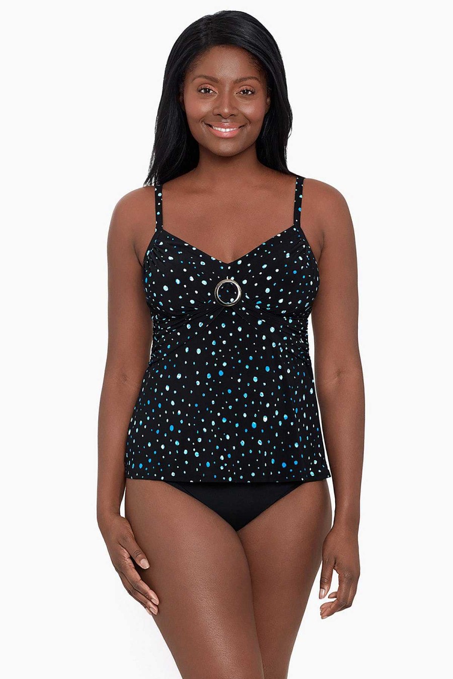 Swim Longitude | Cara Tankini Top Galaxy Dot Blue/Black