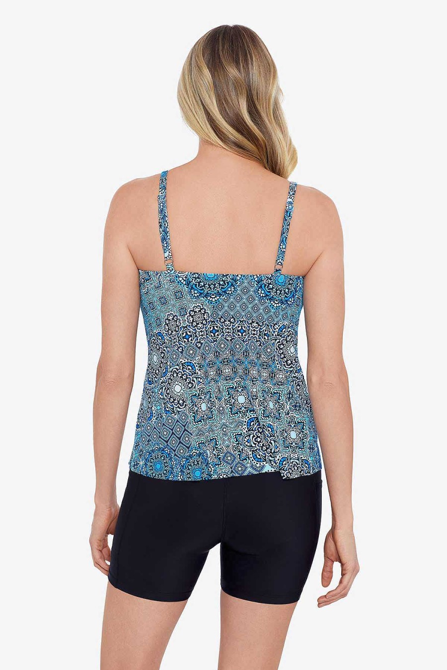 Swim Longitude | Side Ring Tankini Back In Tile Multi