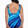 Swim Longitude | Panel Scoopneck Tank Long Torso One Piece Swimsuit Dna Shift Blue