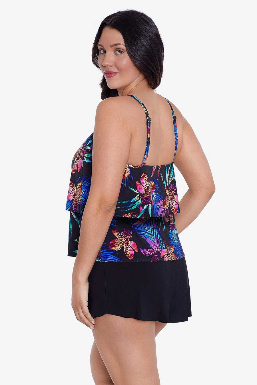 Swim Longitude | Roxy One Piece Romper Swimsuit Leopard Lily Black/Multi