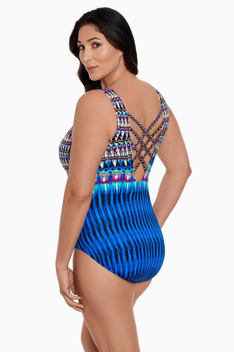 Swim Longitude | Triple X Back Tank Long Torso One Piece Swimsuit Sparkle Park Multi