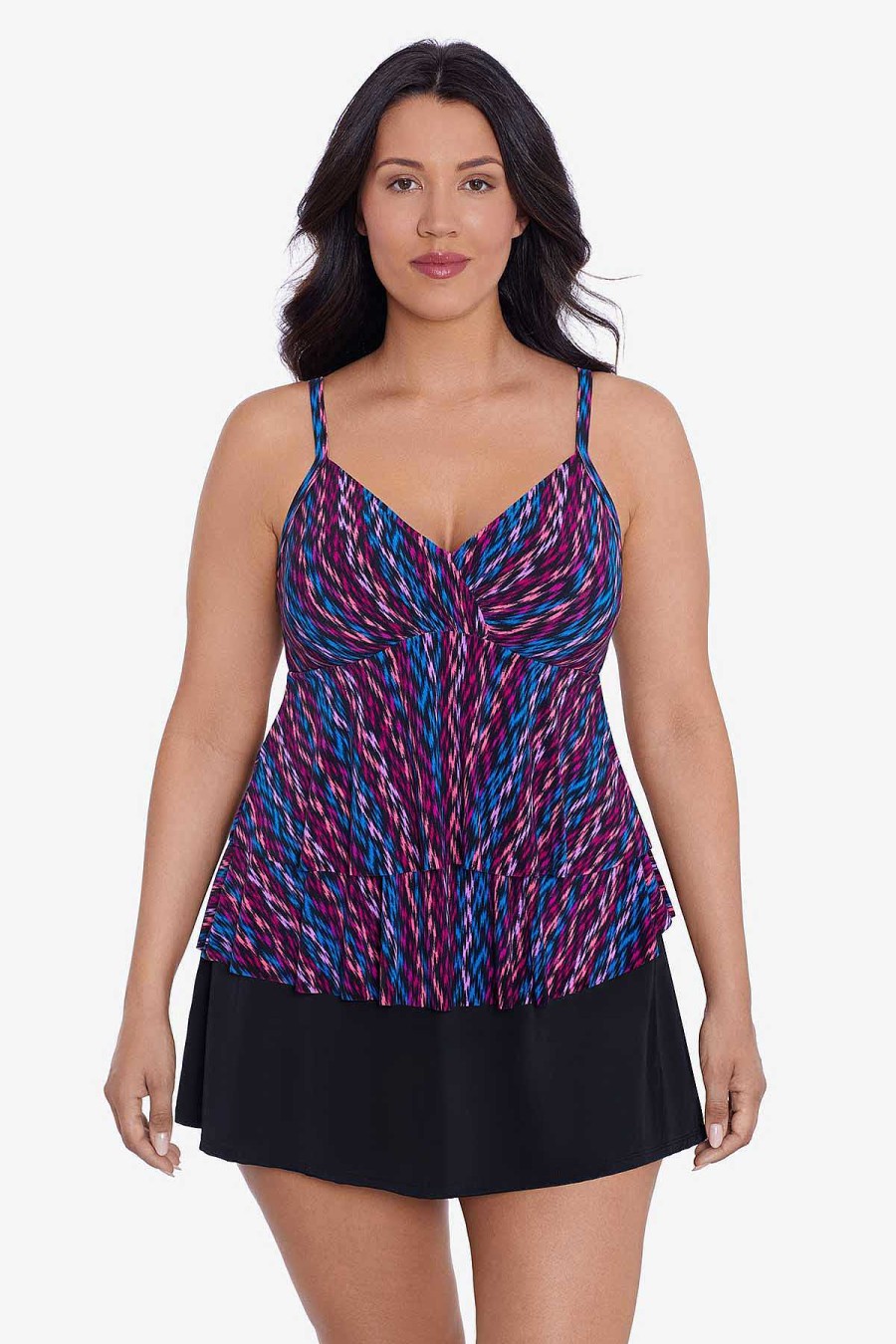 Swim Longitude | Leona Tankini Top Serape Stripe Black/Multi