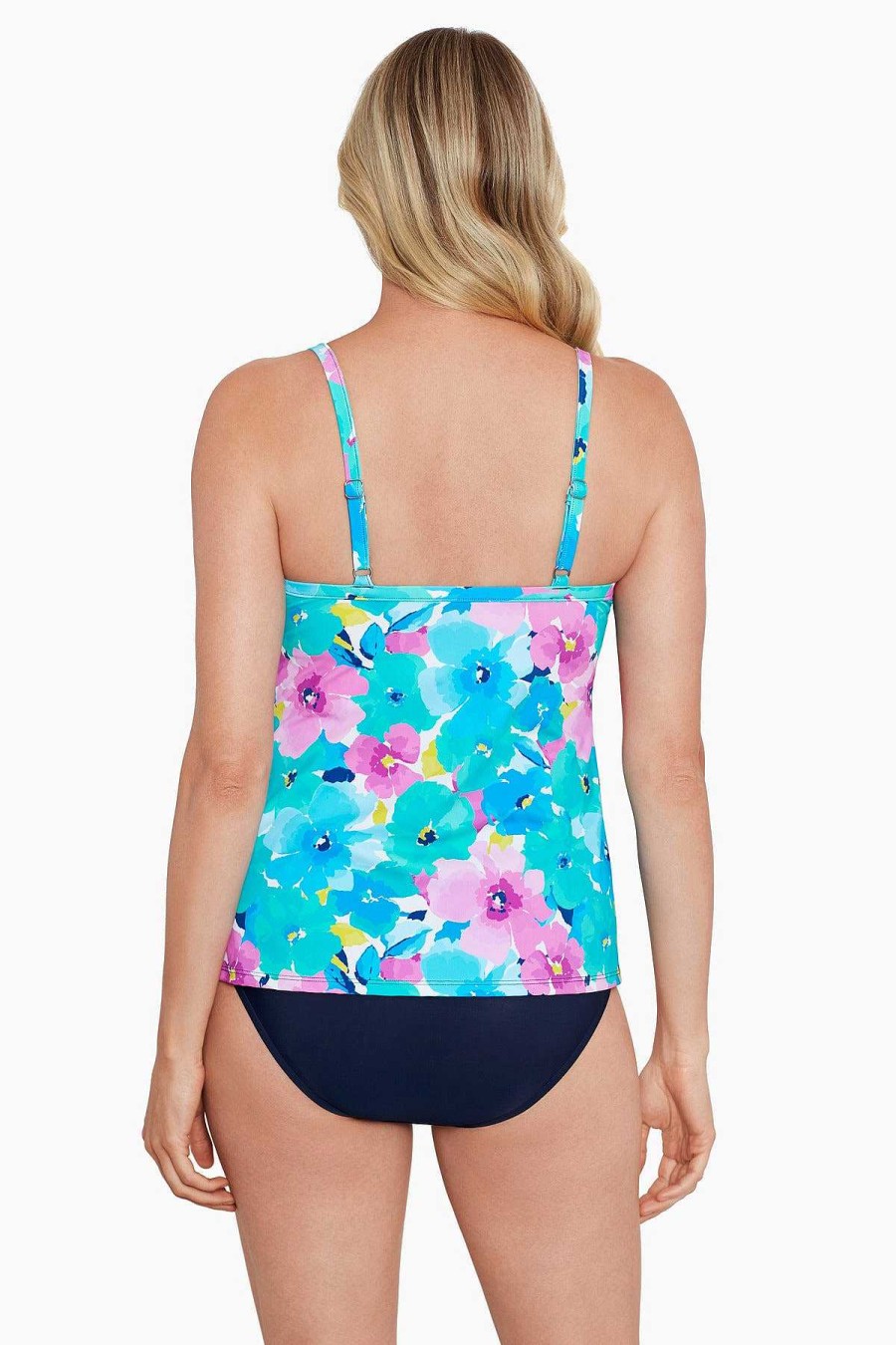 Swim Longitude | Knotted Flyaway Tankini Top Hidden Garden Multi