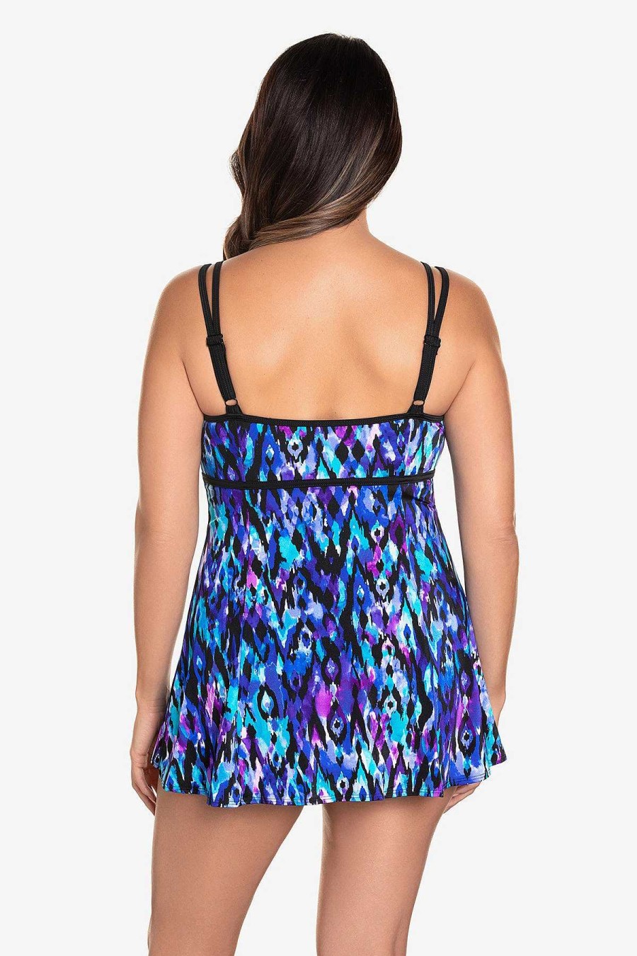 Swim Longitude | Empire Princess Seam Long Torso Swim Dress Tulum Purple