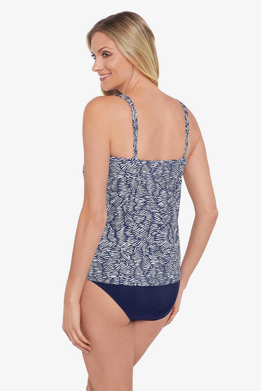 Swim Longitude | Handkerchief Hem Tankini Shifting Shapes Navy/White