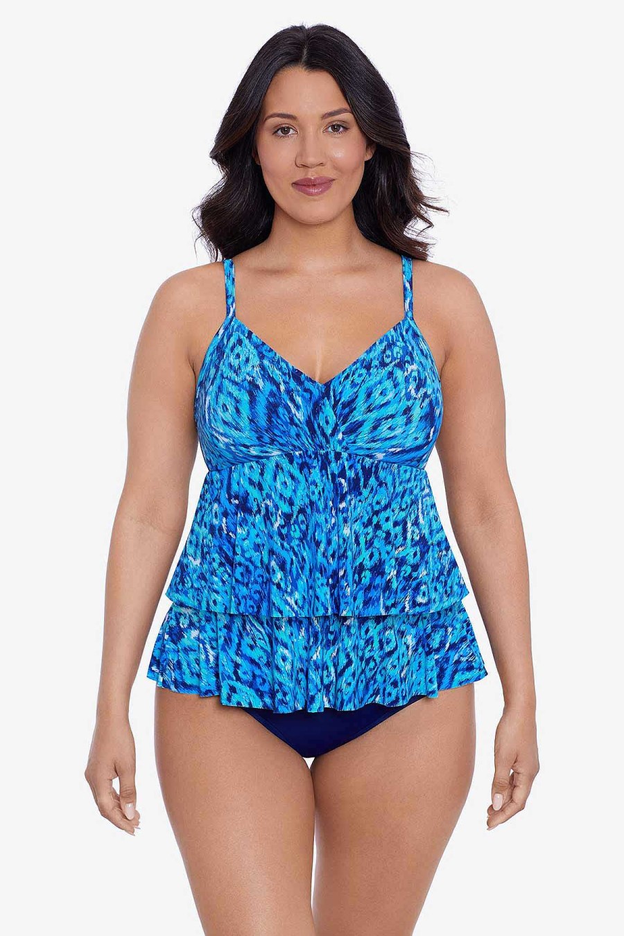 Swim Longitude | Leona Tankini Top Bali Brocade Blue/Multi