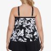 Swim Longitude | Plus Size High Neck Tankini Underwire Bra Back Nightshade Black/White